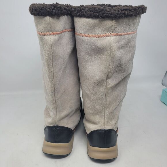 Lands End Calf High Suede Leather Sherpa Lined Womens Winter Boots Sz 7.5 99% - Picture 3 of 7